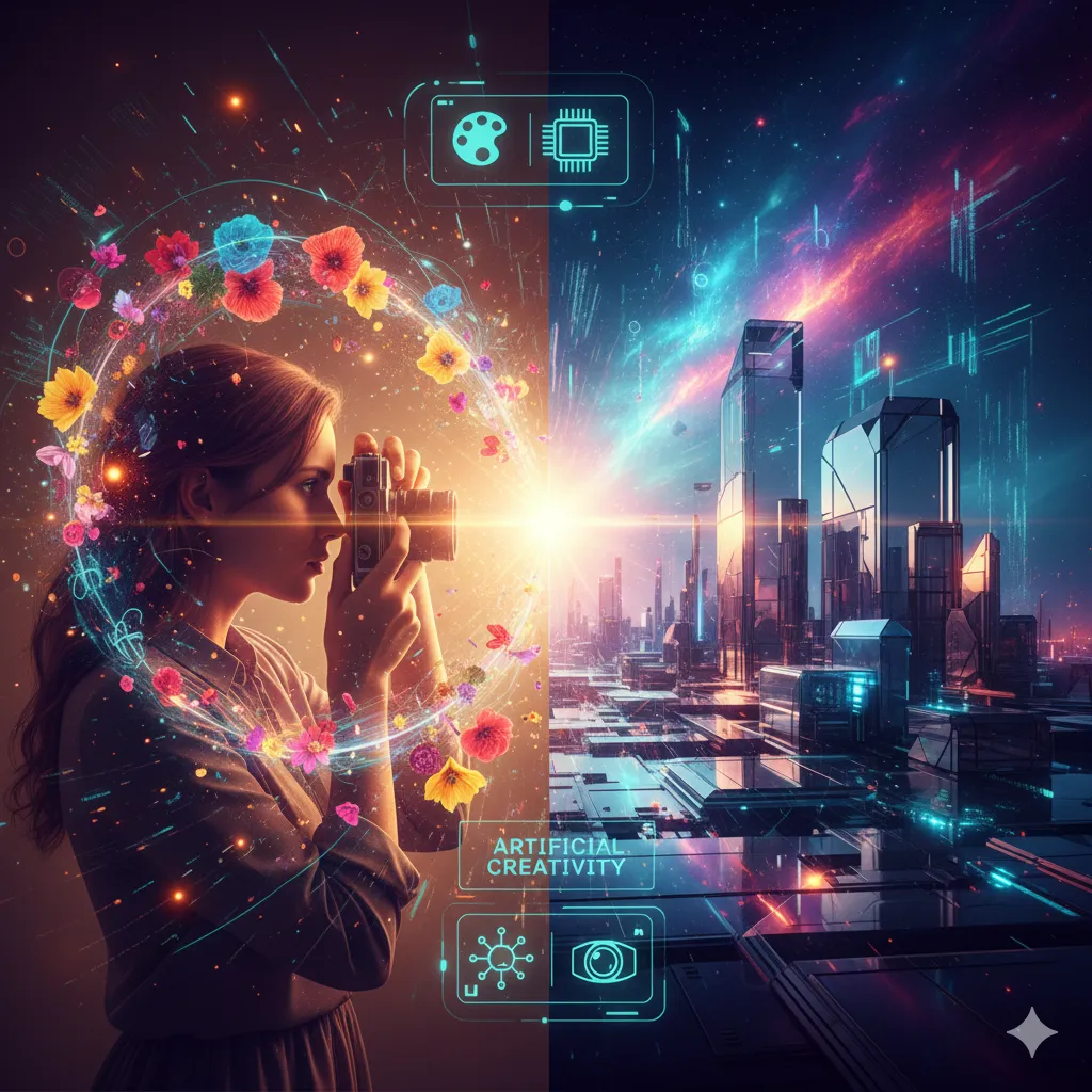 Foto inspiradora que une elementos criativos e tecnológicos.